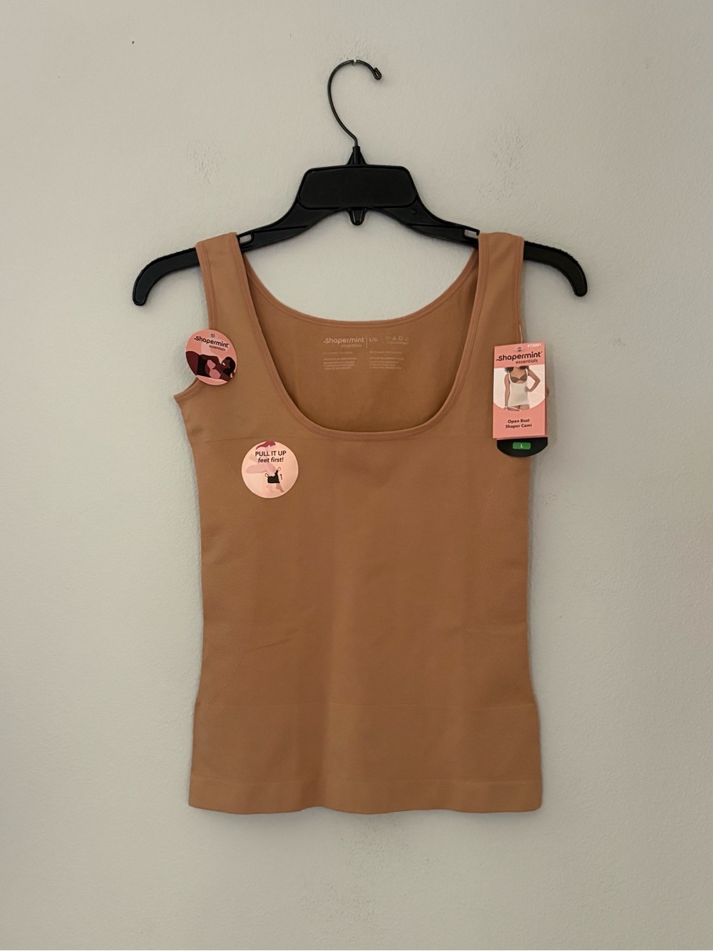NWT Shapermint Essentials Open Bust Shaper Cami Tan Beige Size L Body Shaper
